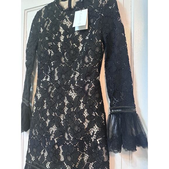 NWT Alexis Black Embroidered Sheer Lace Nicole Midi Dress Size S - Picture 4 of 15